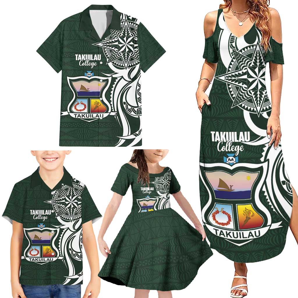 Personalised Tonga Takuilau College Family Matching Summer Maxi Dress and Hawaiian Shirt Est 1975 Tongan Ngatu Pattern - Polynesian Pride