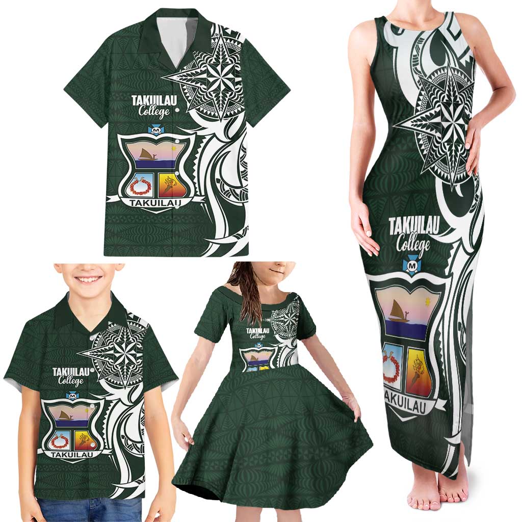 Personalised Tonga Takuilau College Family Matching Tank Maxi Dress and Hawaiian Shirt Est 1975 Tongan Ngatu Pattern - Polynesian Pride