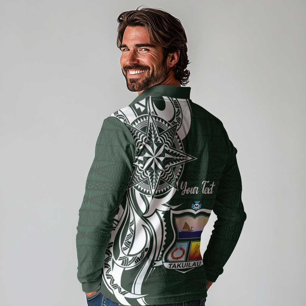 Personalised Tonga Takuilau College Long Sleeve Polo Shirt Est 1975 Tongan Ngatu Pattern - Polynesian Pride