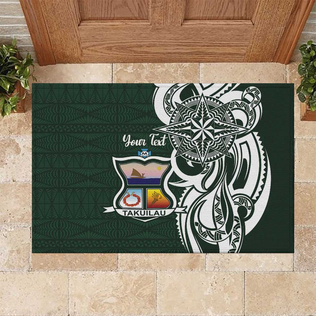 Personalised Tonga Takuilau College Rubber Doormat Est 1975 Tongan Ngatu Pattern - Polynesian Pride