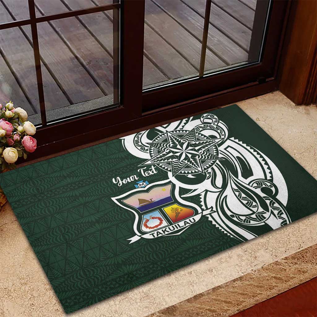 Personalised Tonga Takuilau College Rubber Doormat Est 1975 Tongan Ngatu Pattern - Polynesian Pride