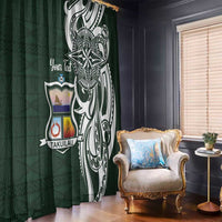 Personalised Tonga Takuilau College Window Curtain Est 1975 Tongan Ngatu Pattern - Polynesian Pride