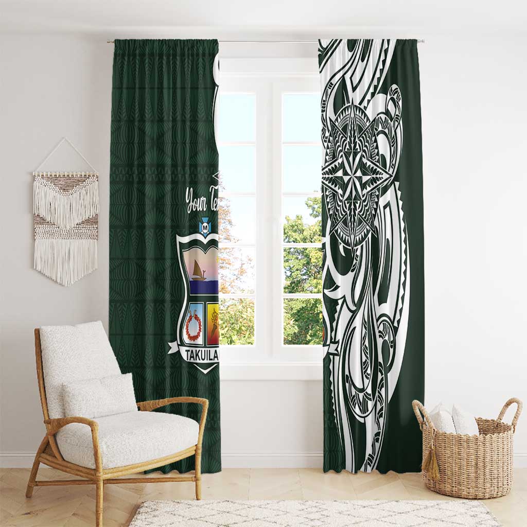 Personalised Tonga Takuilau College Window Curtain Est 1975 Tongan Ngatu Pattern - Polynesian Pride
