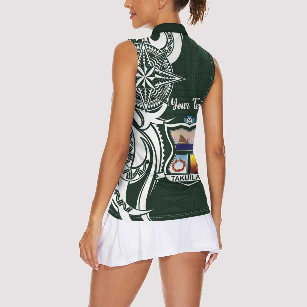 Personalised Tonga Takuilau College Women Sleeveless Polo Shirt Est 1975 Tongan Ngatu Pattern - Polynesian Pride