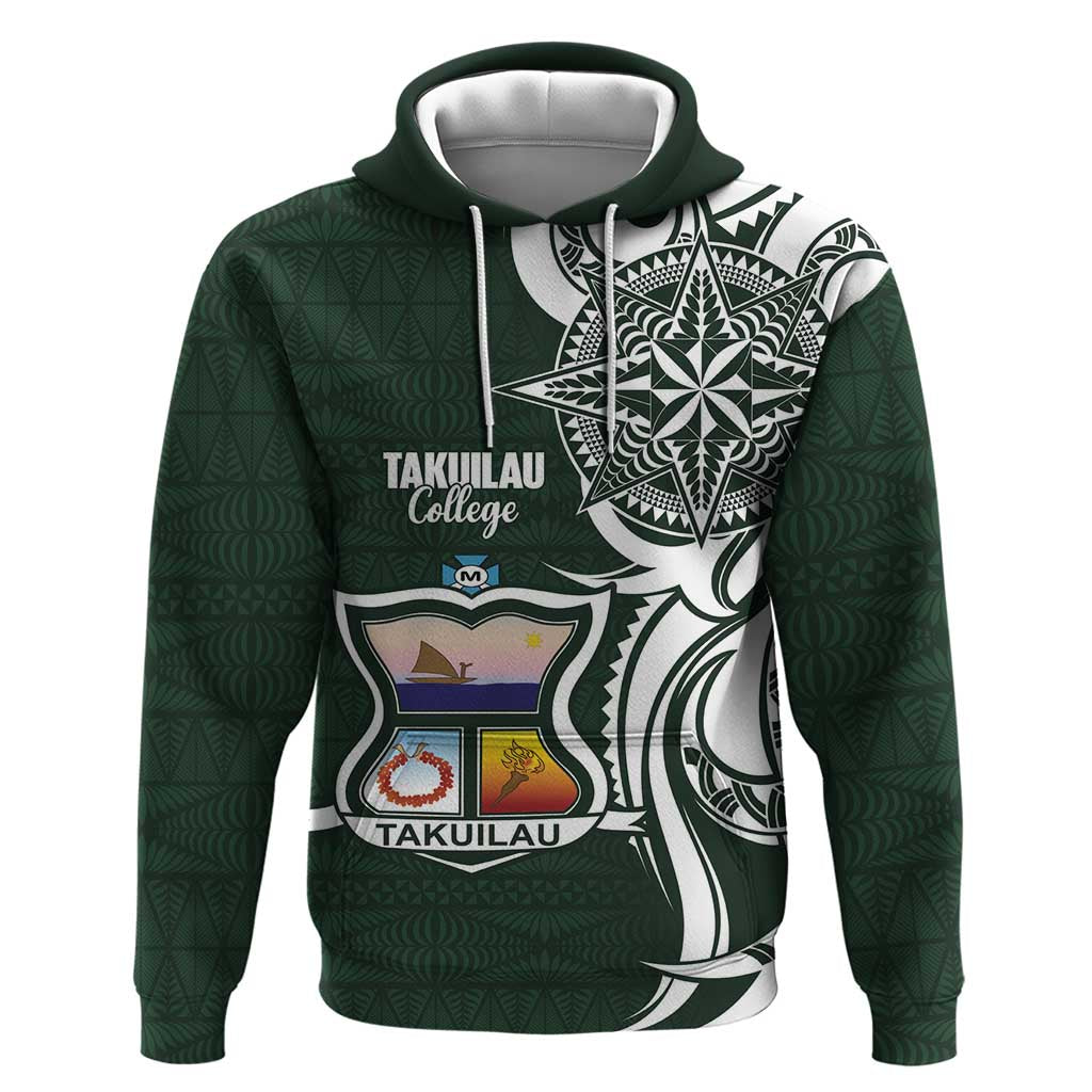 Personalised Tonga Takuilau College Zip Hoodie Est 1975 Tongan Ngatu Pattern LT14 Pullover Hoodie Green - Polynesian Pride