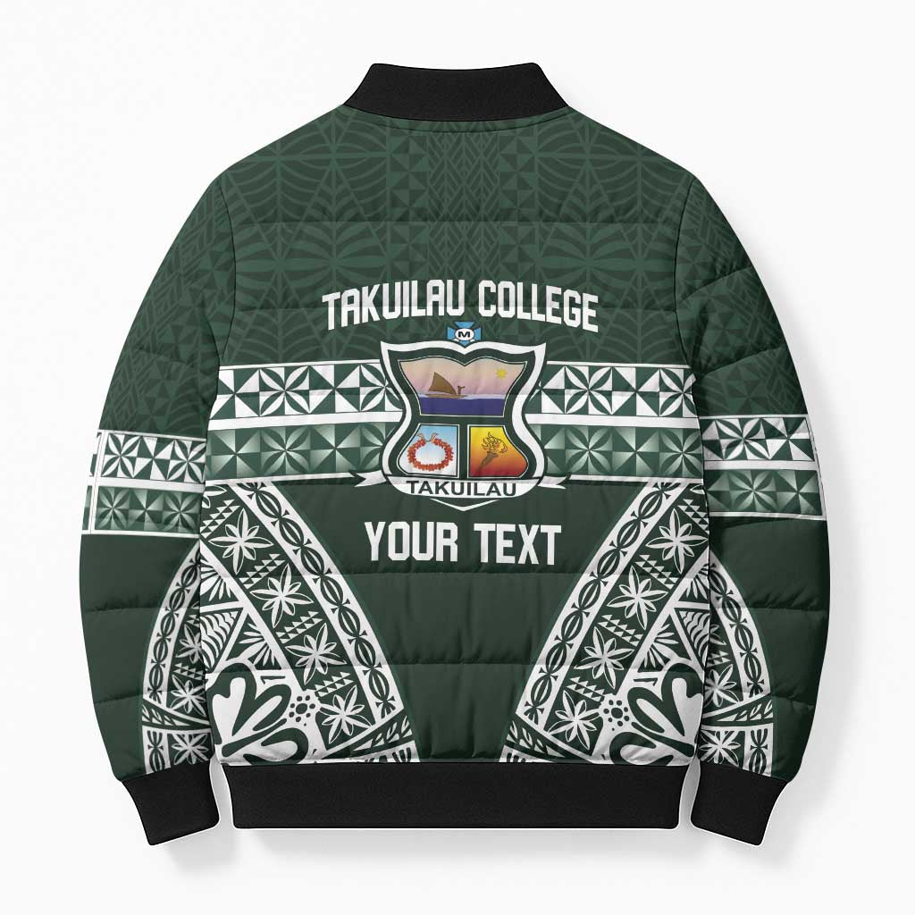 Personalised Tonga Takuilau College Bomber Puffer Jacket 50th Anniversary Ngatu Kupesi - Polynesian Pride