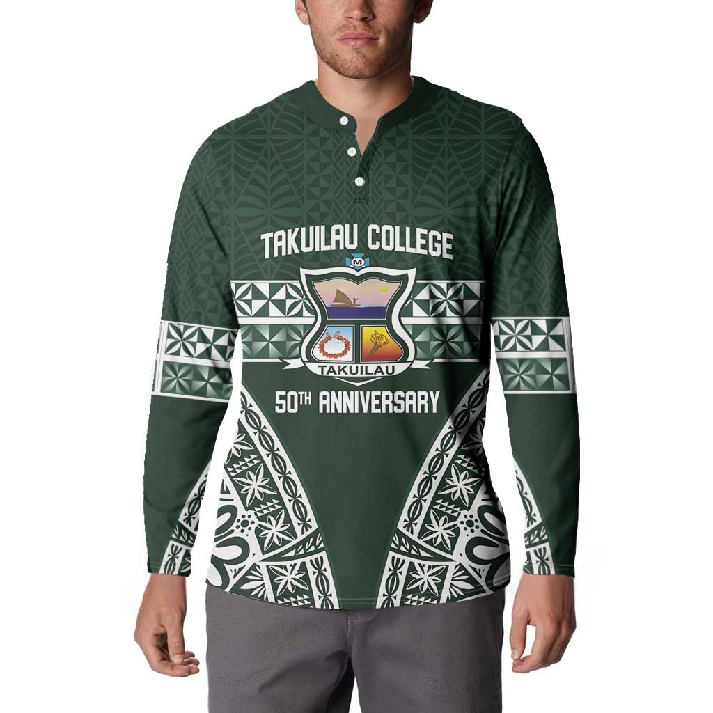 Personalised Tonga Takuilau College Button Sweatshirt 50th Anniversary Ngatu Kupesi - Polynesian Pride