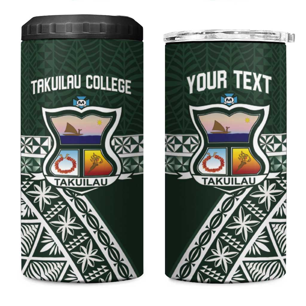 Personalised Tonga Takuilau College 4 in 1 Can Cooler Tumbler 50th Anniversary Ngatu Kupesi - Polynesian Pride