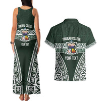 Personalised Tonga Takuilau College Couples Matching Tank Maxi Dress and Hawaiian Shirt 50th Anniversary Ngatu Kupesi - Polynesian Pride