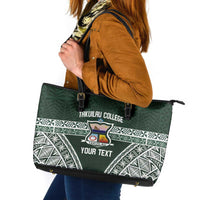 Personalised Tonga Takuilau College Leather Tote Bag 50th Anniversary Ngatu Kupesi - Polynesian Pride