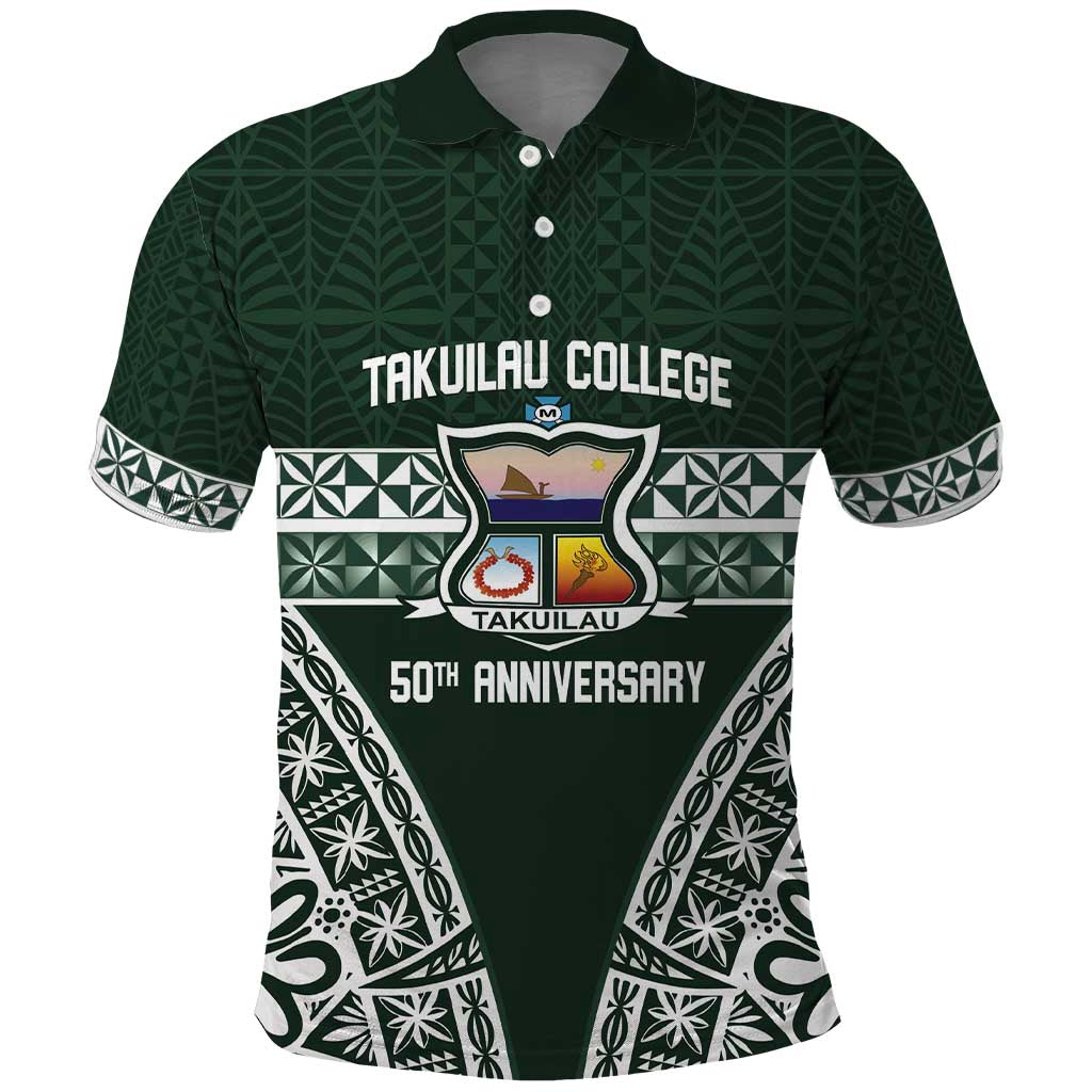 Personalised Tonga Takuilau College Polo Shirt 50th Anniversary Ngatu Kupesi - Polynesian Pride