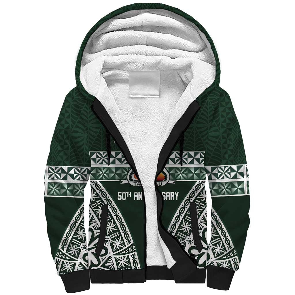 Personalised Tonga Takuilau College Sherpa Hoodie 50th Anniversary Ngatu Kupesi - Polynesian Pride