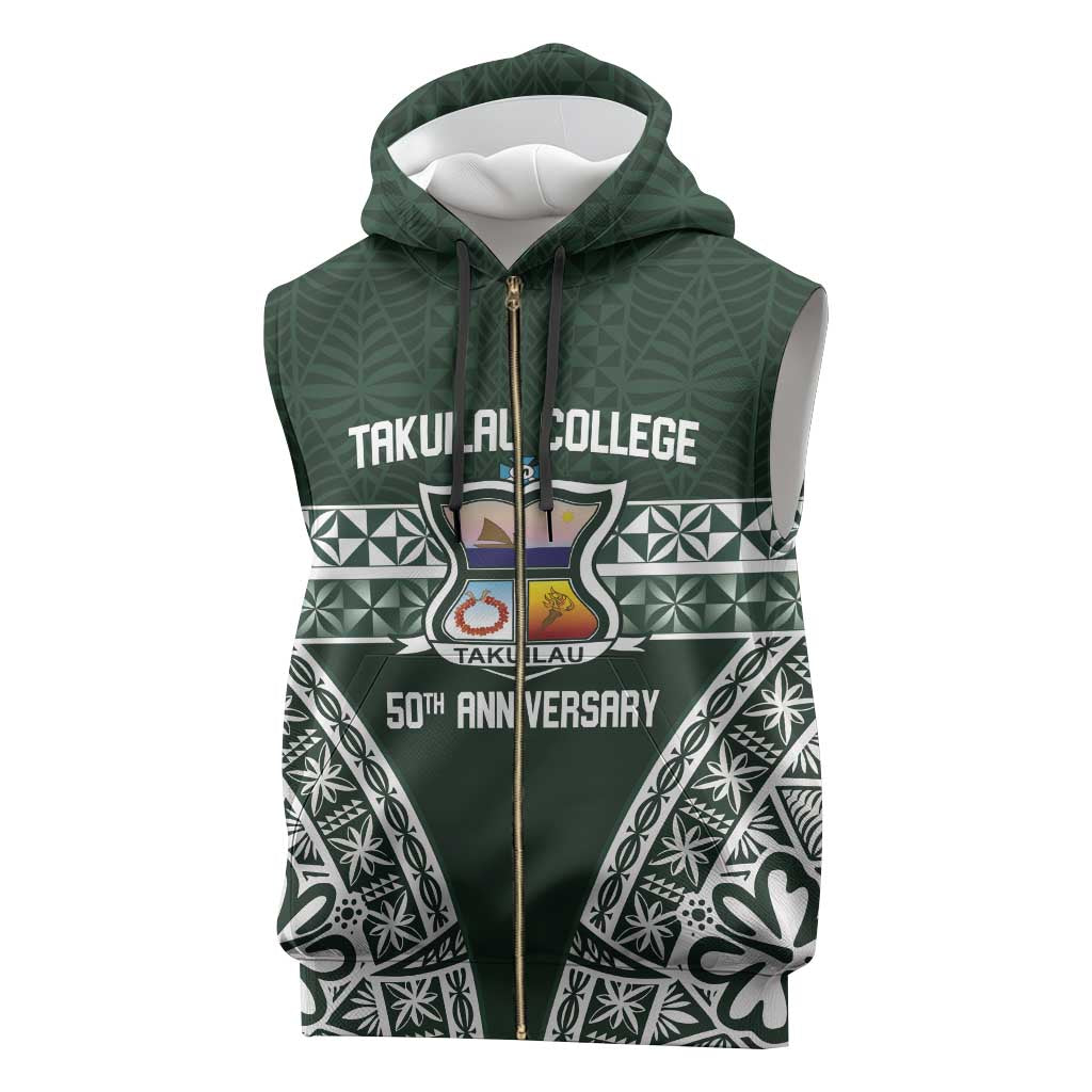 Personalised Tonga Takuilau College Sleeveless Zip Hoodie 50th Anniversary Ngatu Kupesi - Polynesian Pride