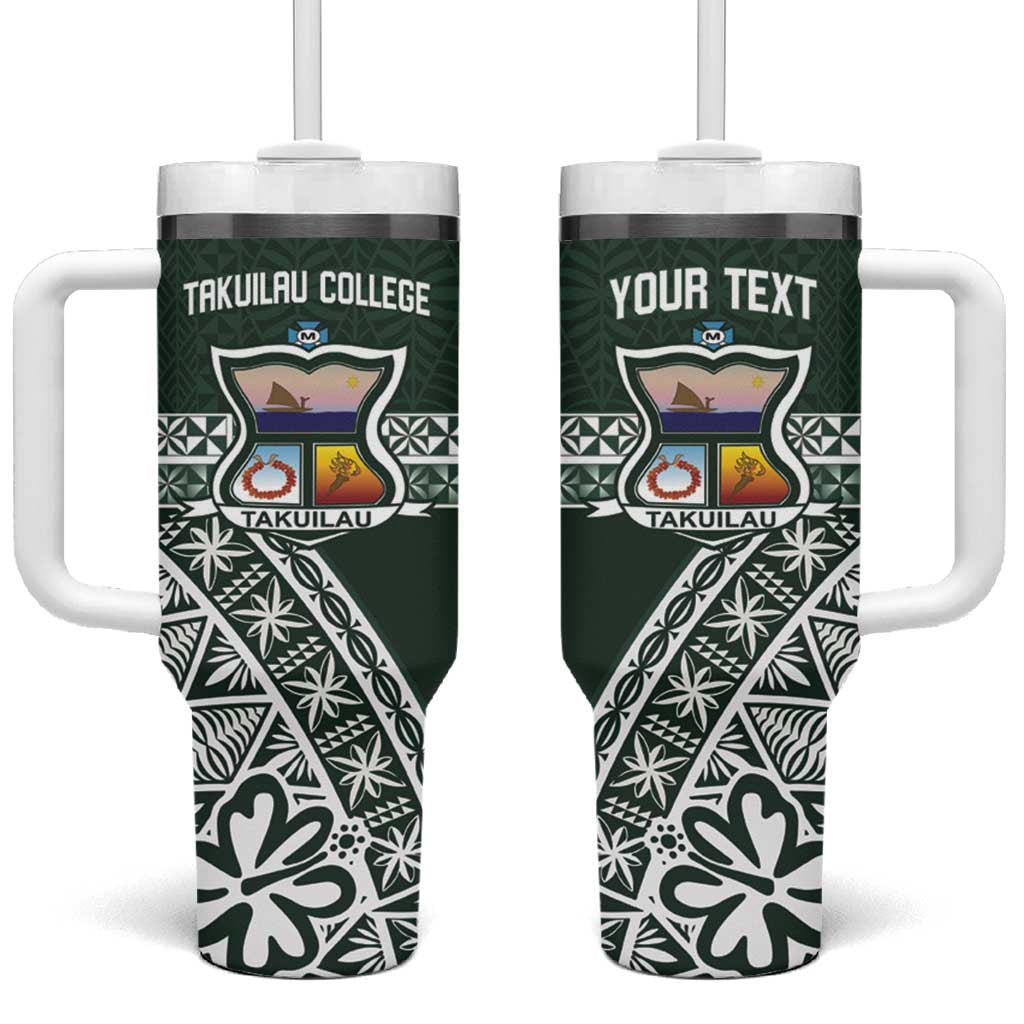Personalised Tonga Takuilau College Tumbler With Handle 50th Anniversary Ngatu Kupesi - Polynesian Pride