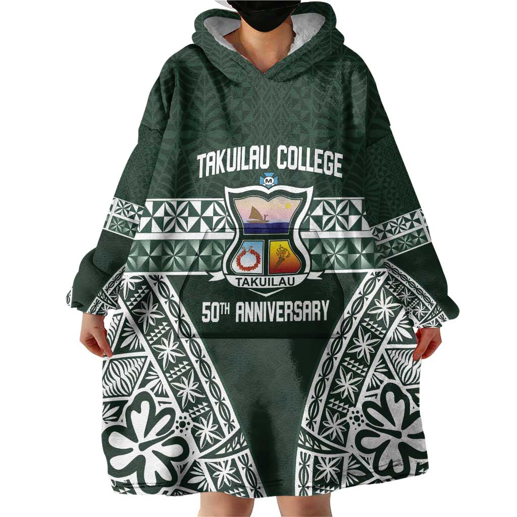 Personalised Tonga Takuilau College Wearable Blanket Hoodie 50th Anniversary Ngatu Kupesi - Polynesian Pride