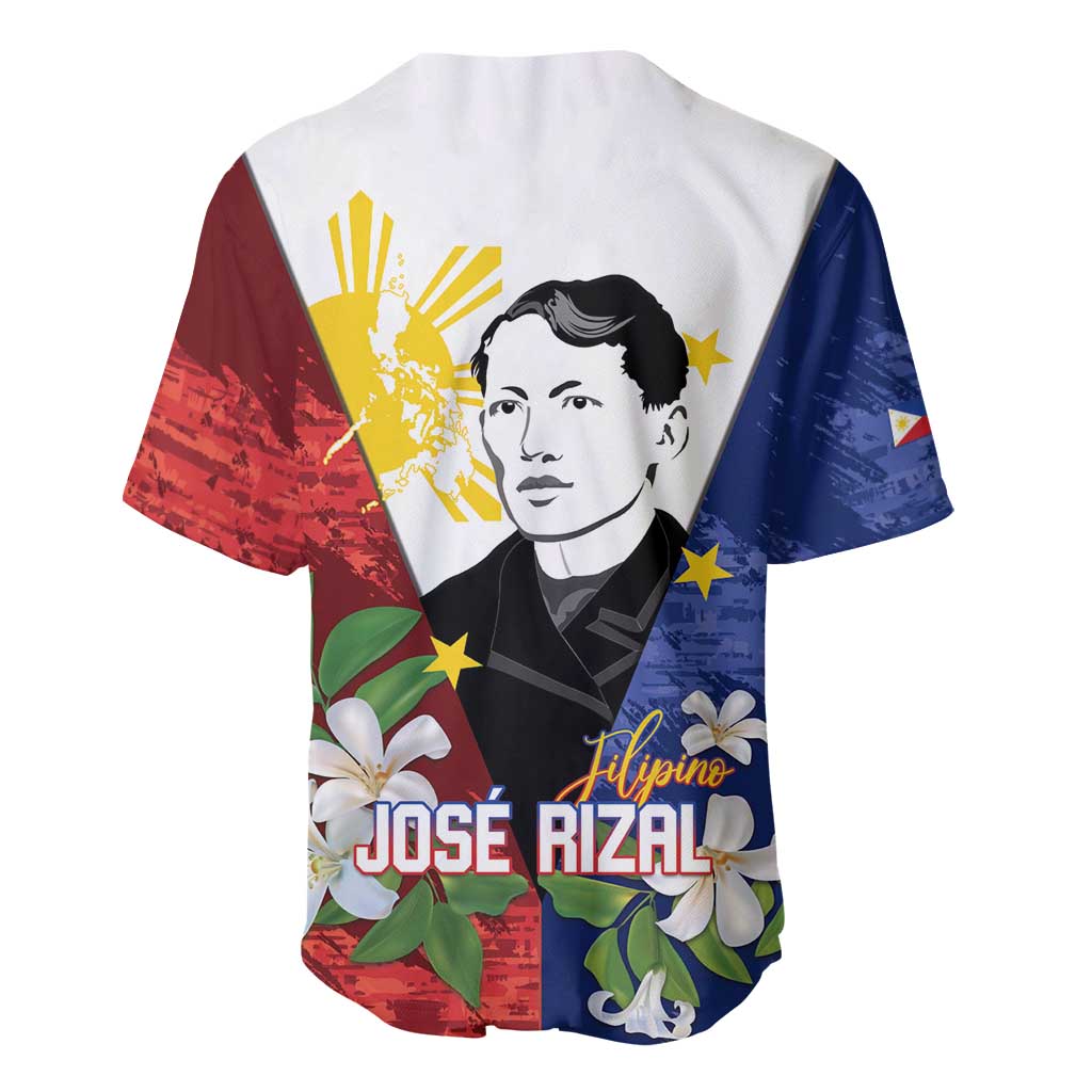 Philippines Rizal Day Baseball Jersey Filipino Sampaguita Grunge Style - Polynesian Pride