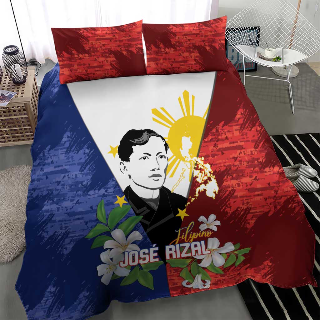 Philippines Rizal Day Bedding Set Filipino Sampaguita Grunge Style - Polynesian Pride