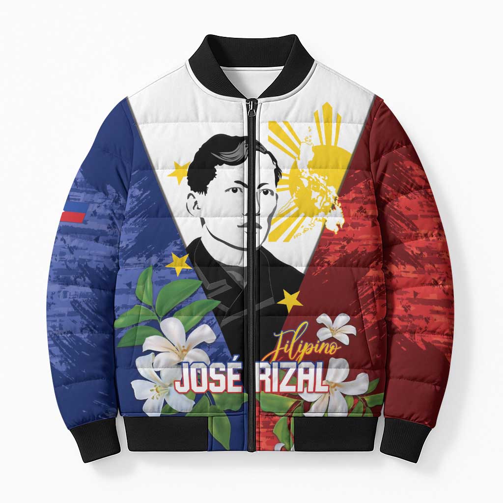 Philippines Rizal Day Bomber Puffer Jacket Filipino Sampaguita Grunge Style - Polynesian Pride