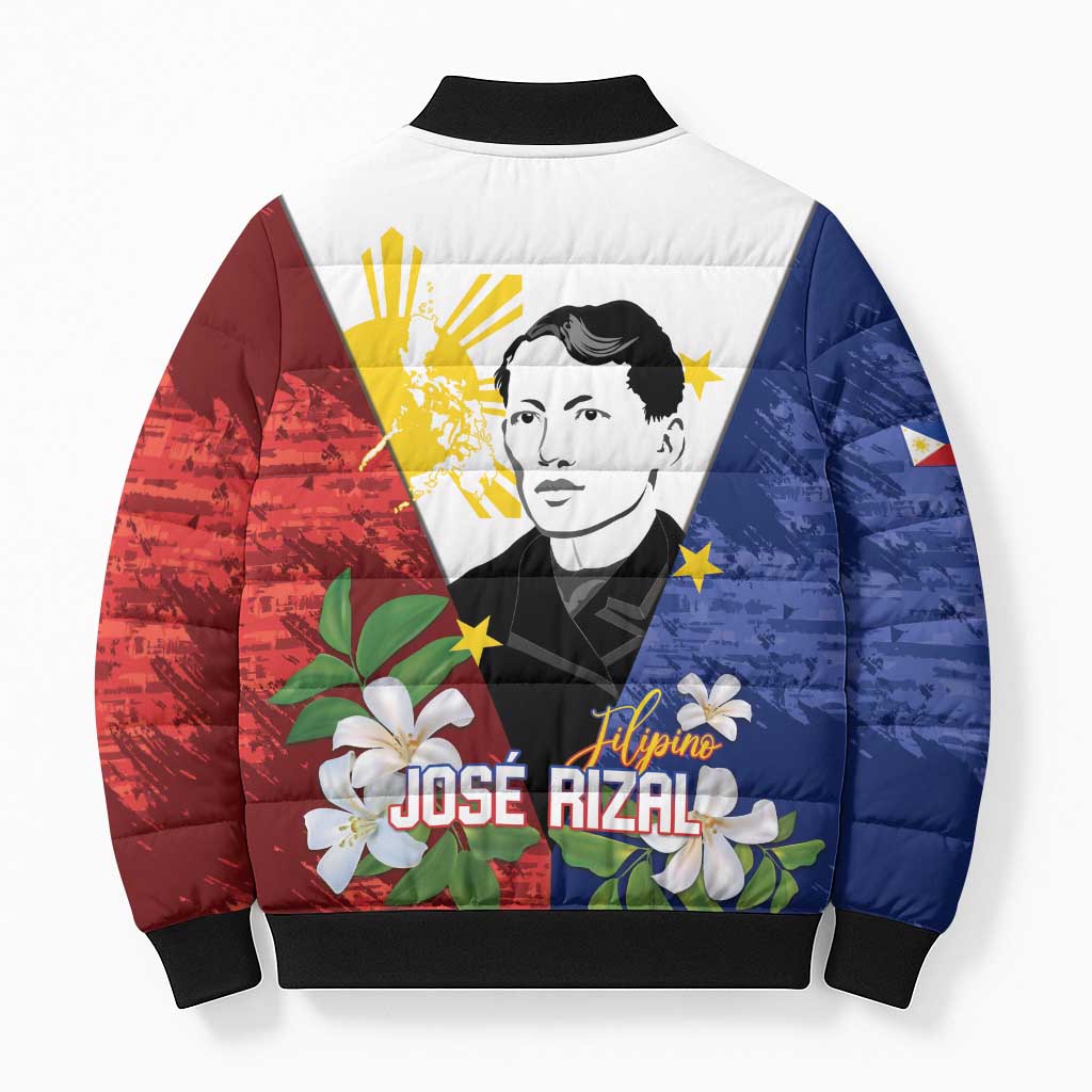 Philippines Rizal Day Bomber Puffer Jacket Filipino Sampaguita Grunge Style - Polynesian Pride