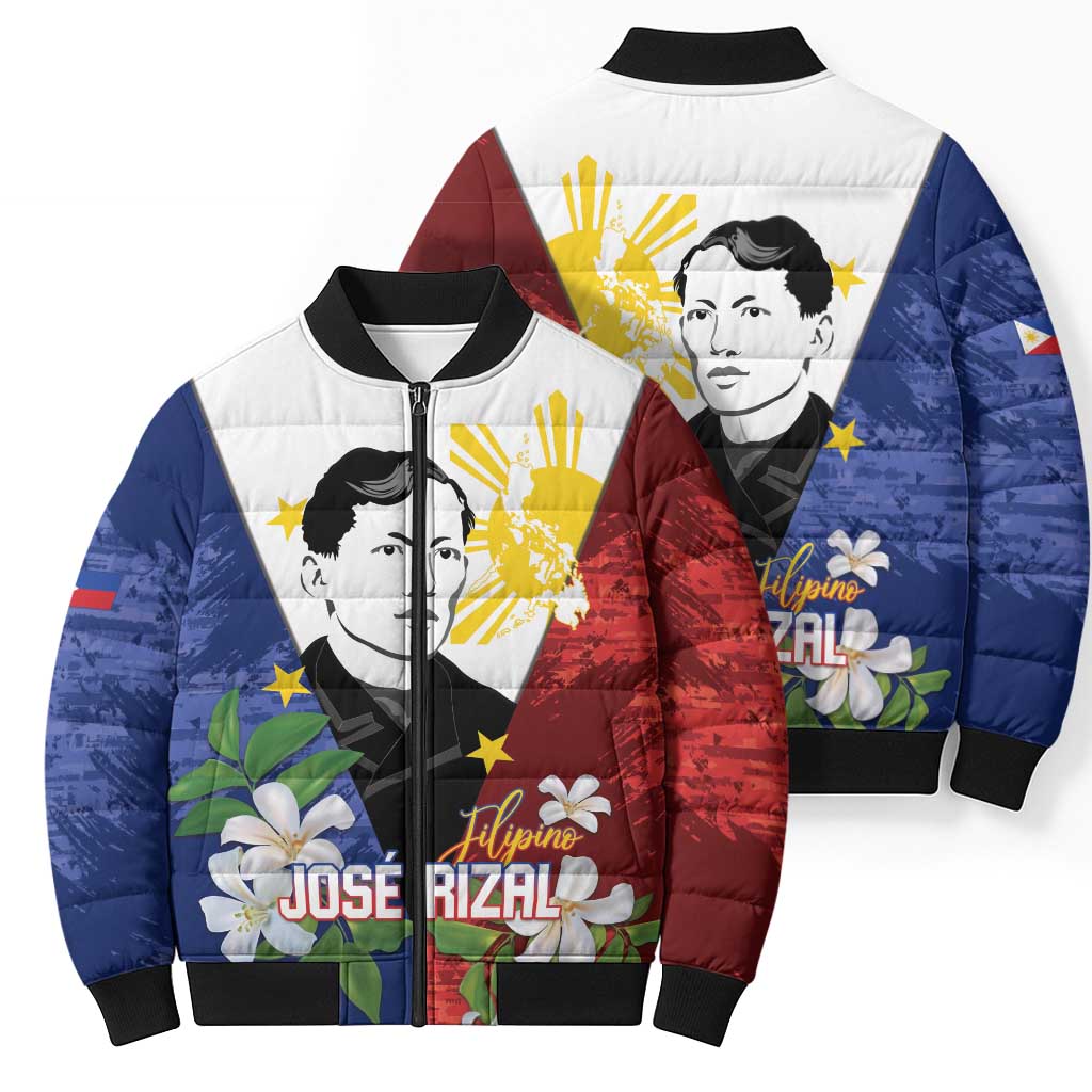 Philippines Rizal Day Bomber Puffer Jacket Filipino Sampaguita Grunge Style - Polynesian Pride