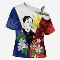 Philippines Rizal Day Cross Shoulder Shirt Filipino Sampaguita Grunge Style - Polynesian Pride