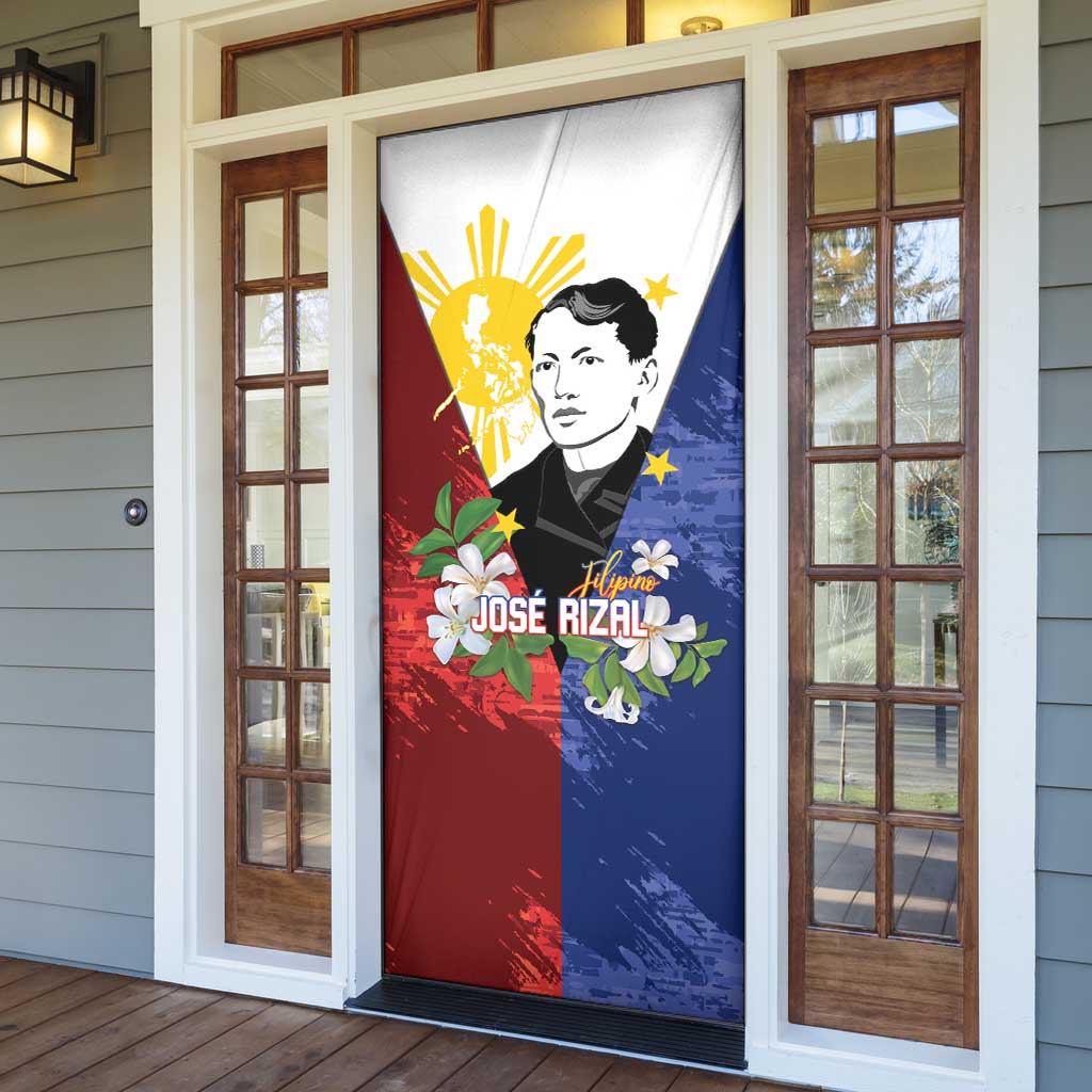 Philippines Rizal Day Door Cover Filipino Sampaguita Grunge Style - Polynesian Pride