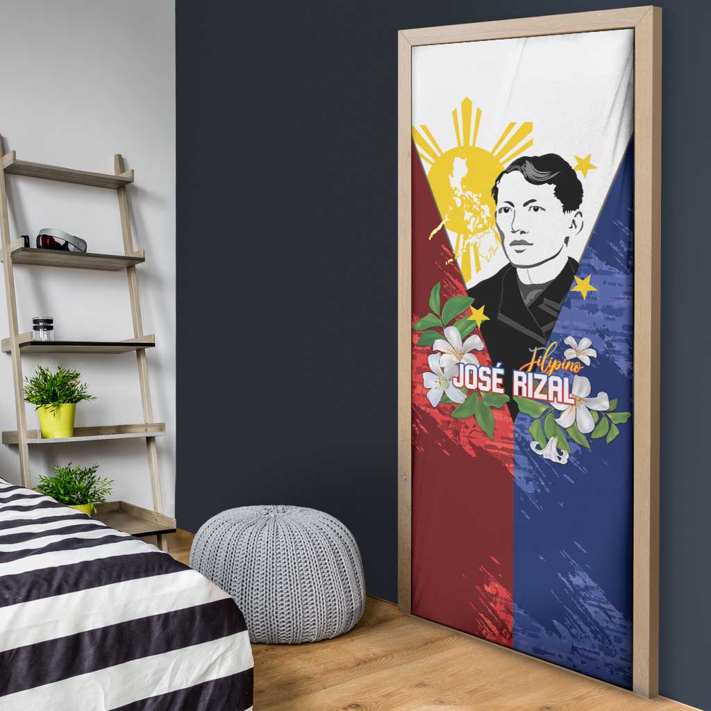 Philippines Rizal Day Door Cover Filipino Sampaguita Grunge Style - Polynesian Pride