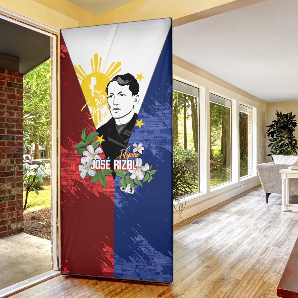 Philippines Rizal Day Door Cover Filipino Sampaguita Grunge Style - Polynesian Pride
