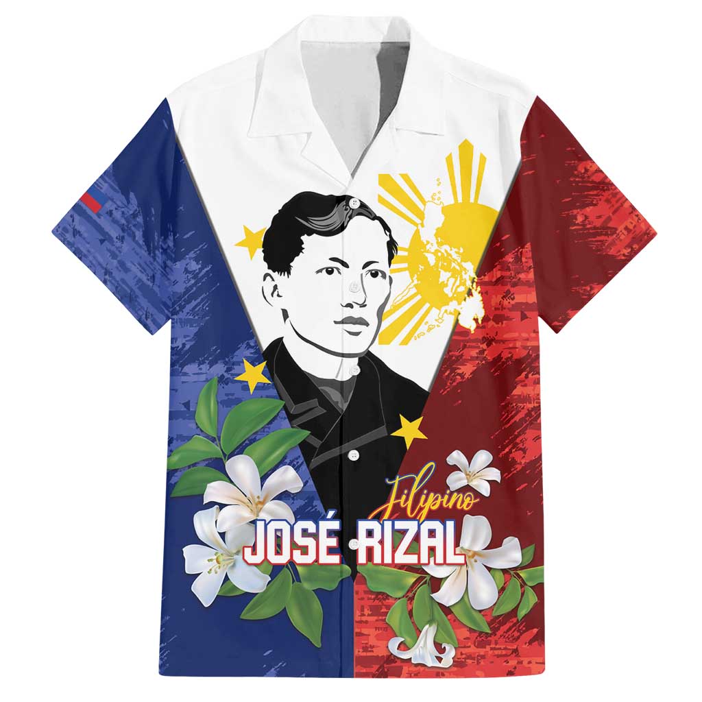 Philippines Rizal Day Family Matching Off Shoulder Short Dress and Hawaiian Shirt Filipino Sampaguita Grunge Style - Polynesian Pride