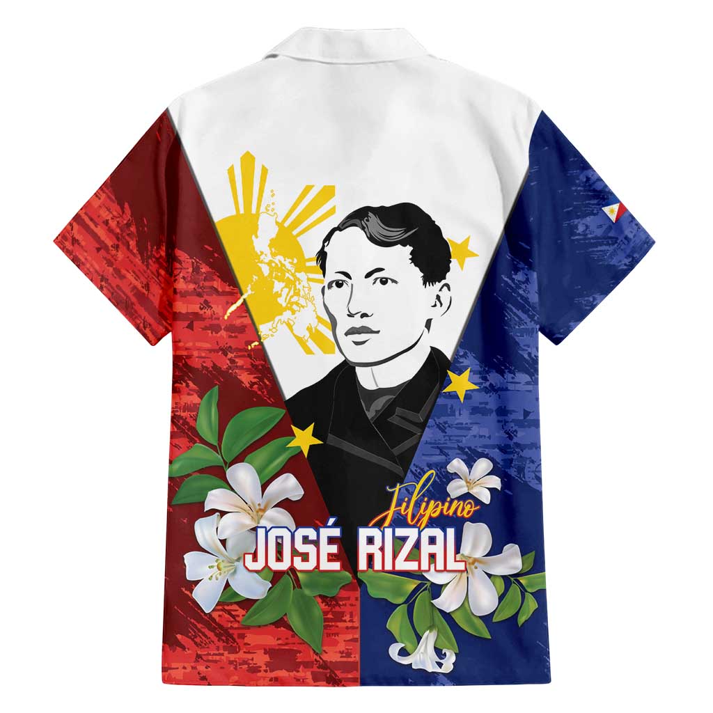 Philippines Rizal Day Family Matching Off Shoulder Short Dress and Hawaiian Shirt Filipino Sampaguita Grunge Style - Polynesian Pride