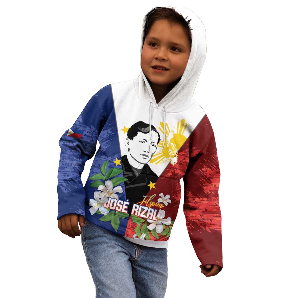 Philippines Rizal Day Kid Hoodie Filipino Sampaguita Grunge Style - Polynesian Pride