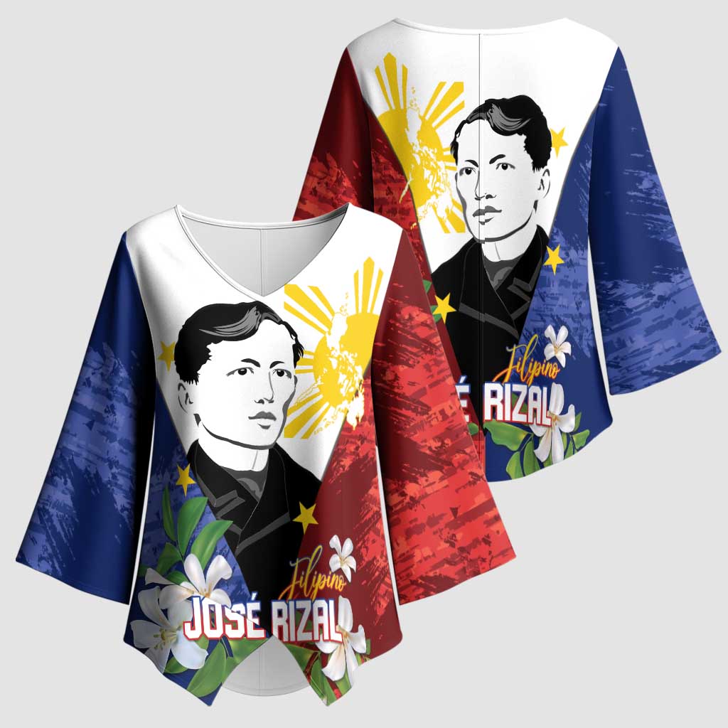 Philippines Rizal Day Kimono Sleeve Blouse Filipino Sampaguita Grunge Style - Polynesian Pride
