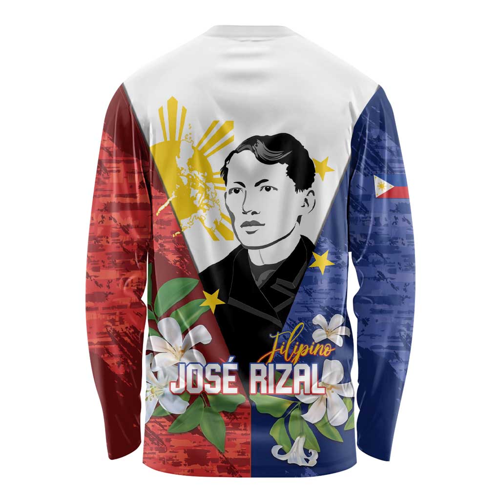 Philippines Rizal Day Long Sleeve Shirt Filipino Sampaguita Grunge Style - Polynesian Pride