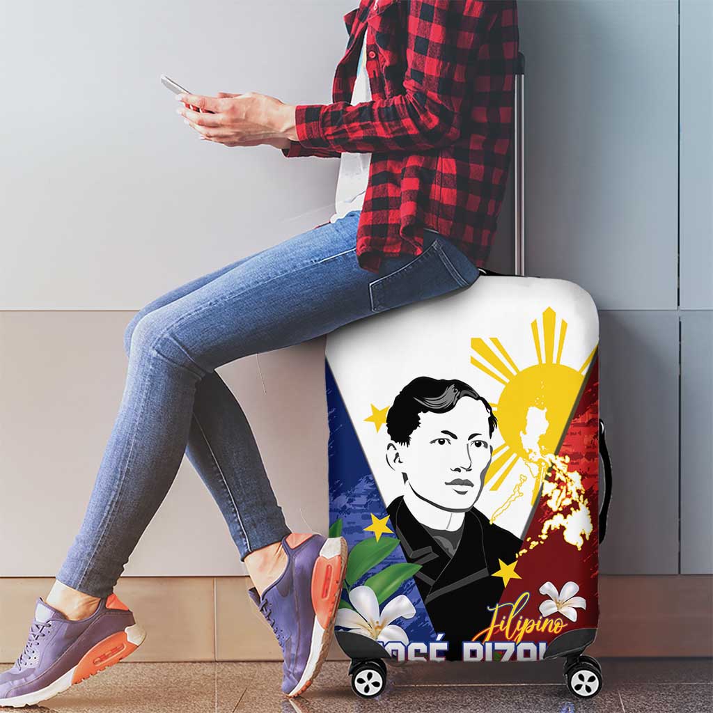 Philippines Rizal Day Luggage Cover Filipino Sampaguita Grunge Style - Polynesian Pride