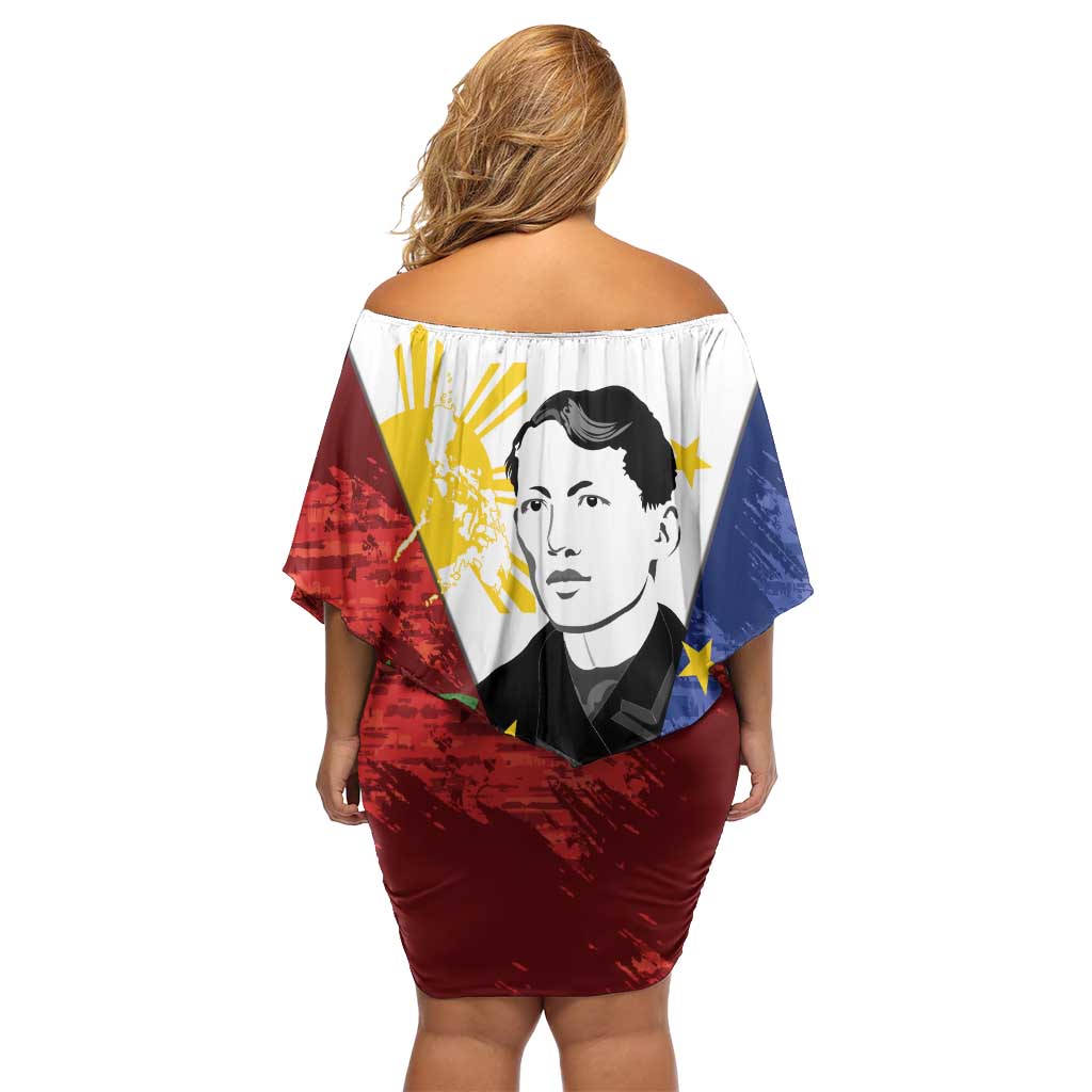 Philippines Rizal Day Off Shoulder Short Dress Filipino Sampaguita Grunge Style - Polynesian Pride