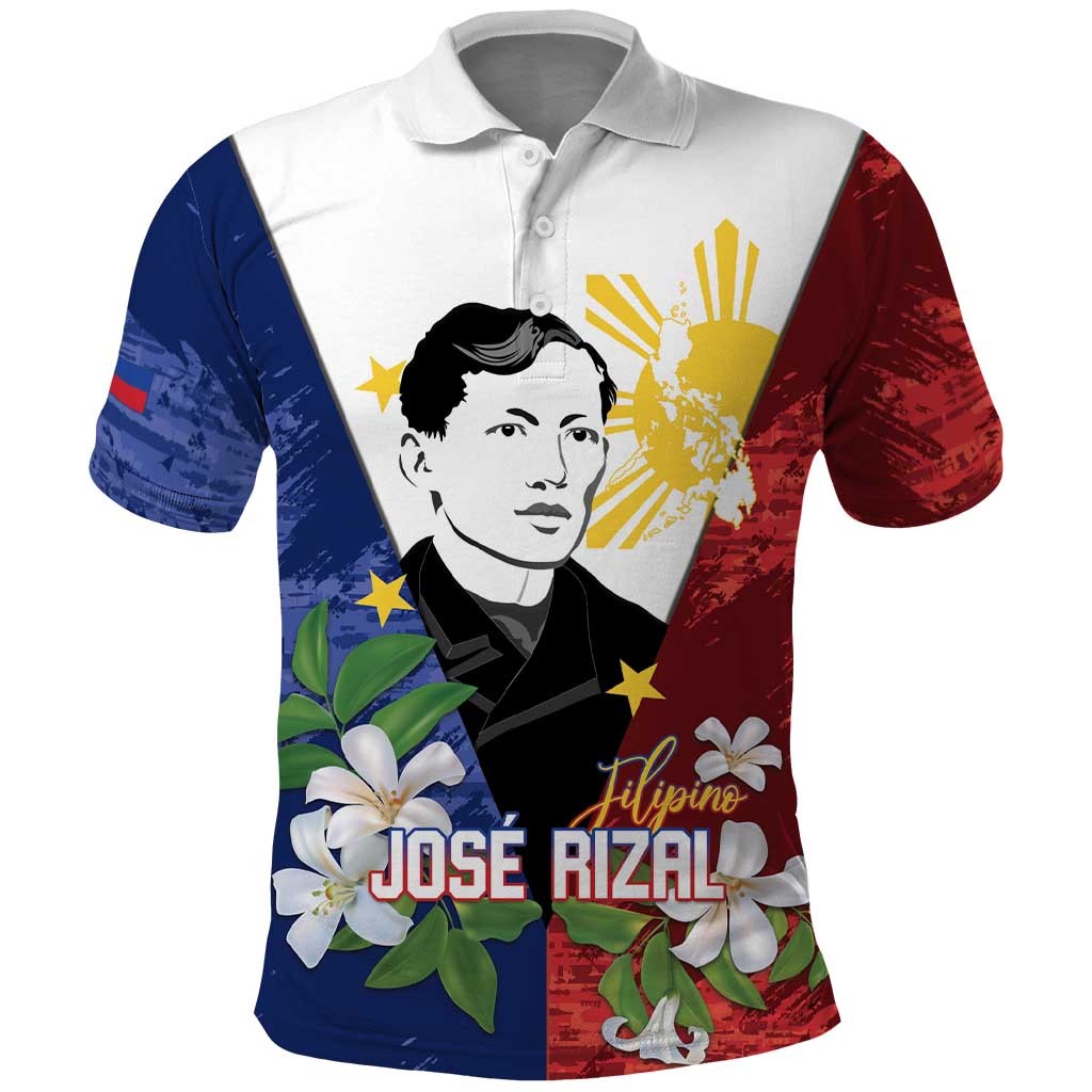 Philippines Rizal Day Polo Shirt Filipino Sampaguita Grunge Style - Polynesian Pride