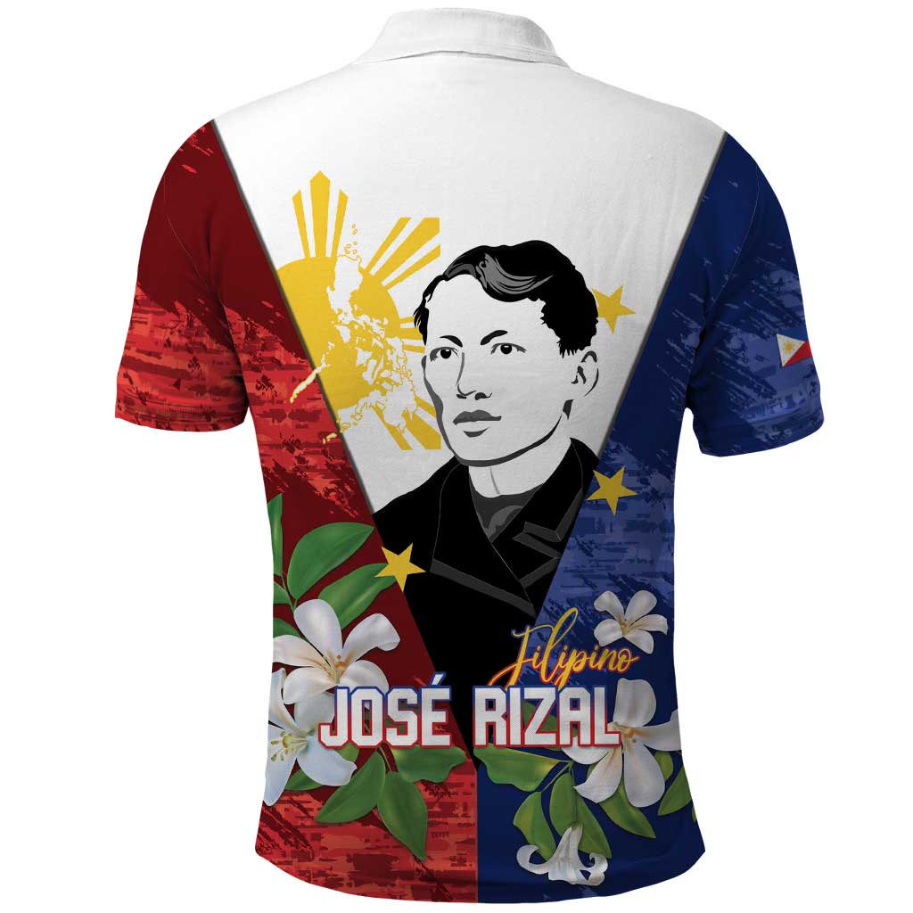 Philippines Rizal Day Polo Shirt Filipino Sampaguita Grunge Style - Polynesian Pride