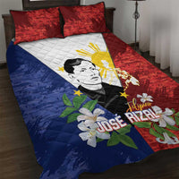 Philippines Rizal Day Quilt Bed Set Filipino Sampaguita Grunge Style - Polynesian Pride