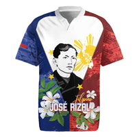 Philippines Rizal Day Rugby Jersey Filipino Sampaguita Grunge Style LT14 Blue - Polynesian Pride
