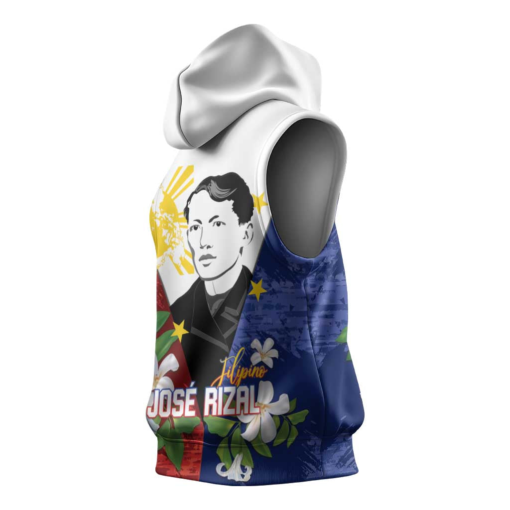 Philippines Rizal Day Sleeveless Hoodie Filipino Sampaguita Grunge Style - Polynesian Pride