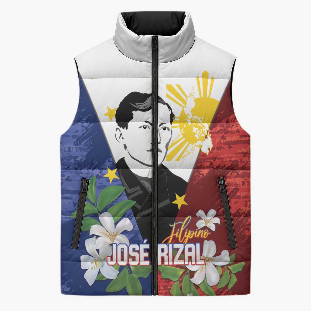 Philippines Rizal Day Sleeveless Puffer Jacket Filipino Sampaguita Grunge Style - Polynesian Pride