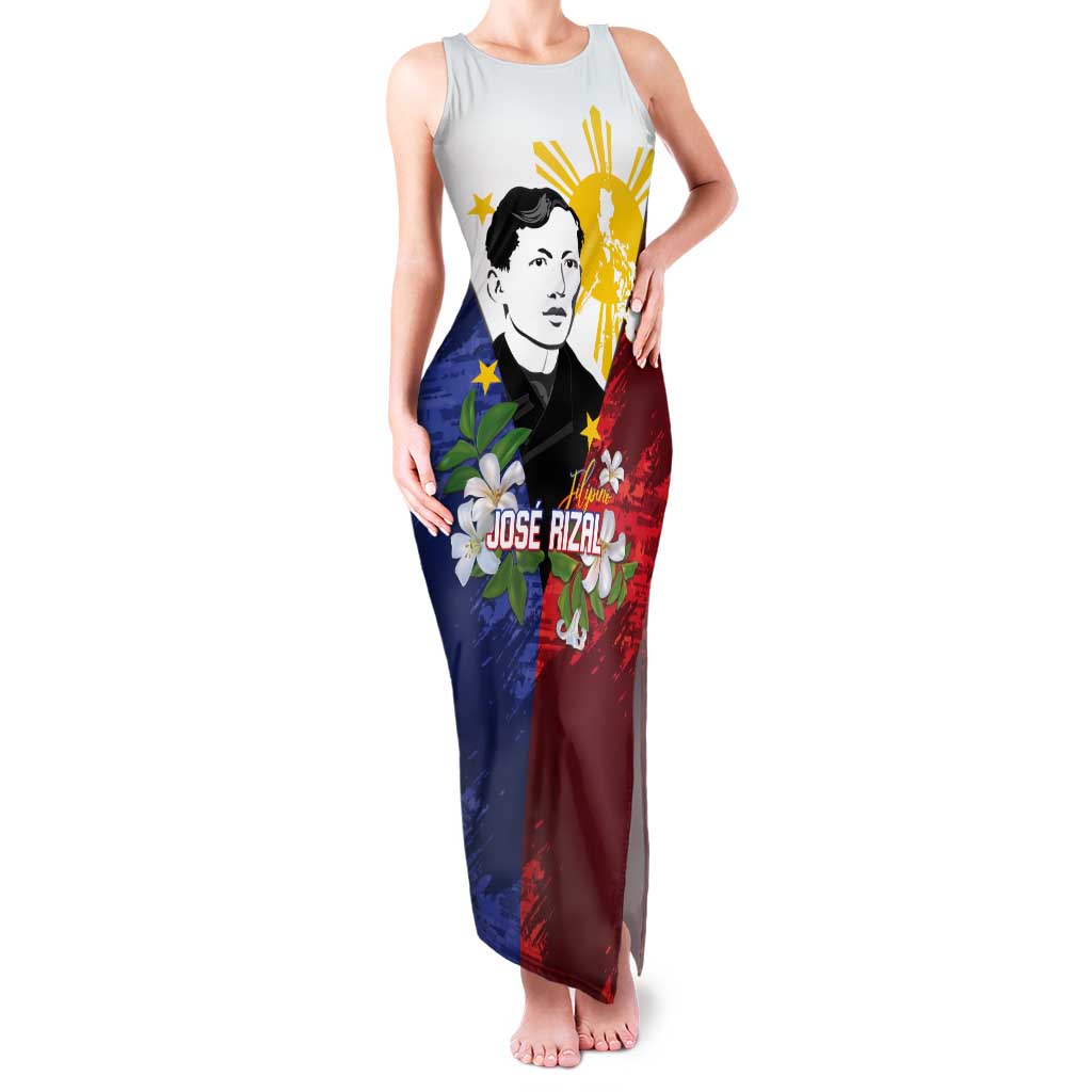 Philippines Rizal Day Tank Maxi Dress Filipino Sampaguita Grunge Style - Polynesian Pride