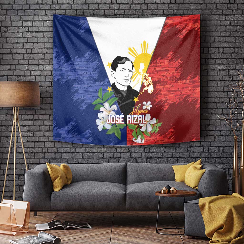 Philippines Rizal Day Tapestry Filipino Sampaguita Grunge Style - Polynesian Pride