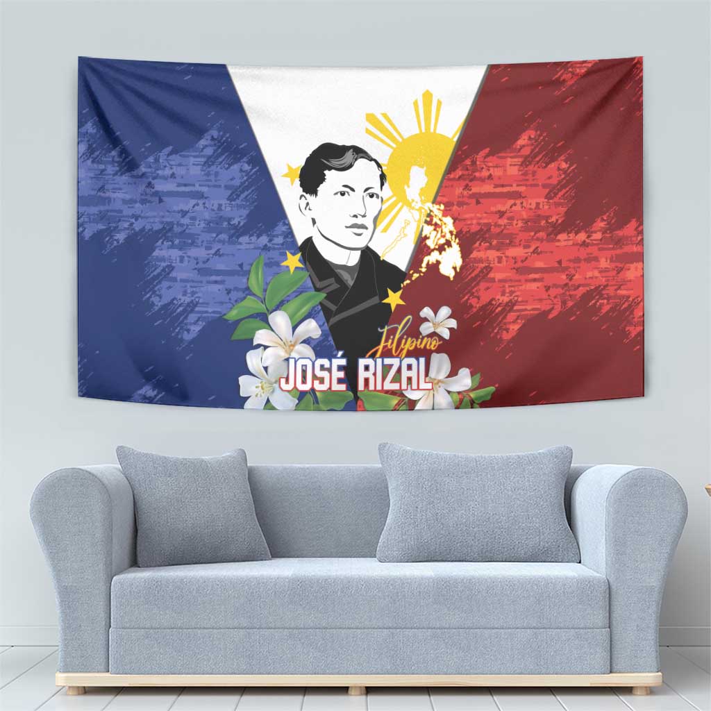 Philippines Rizal Day Tapestry Filipino Sampaguita Grunge Style - Polynesian Pride