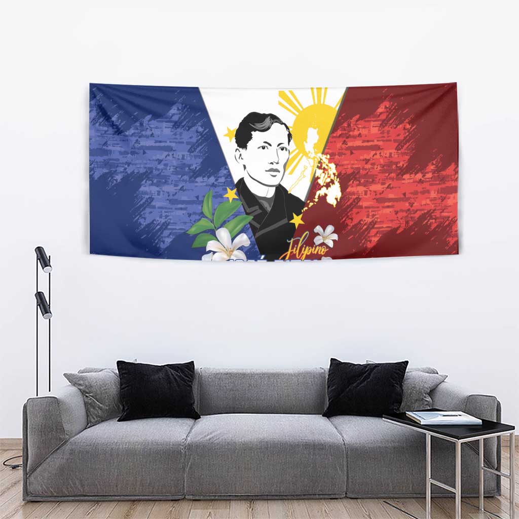 Philippines Rizal Day Tapestry Filipino Sampaguita Grunge Style - Polynesian Pride