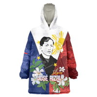 Philippines Rizal Day Wearable Blanket Hoodie Filipino Sampaguita Grunge Style - Polynesian Pride