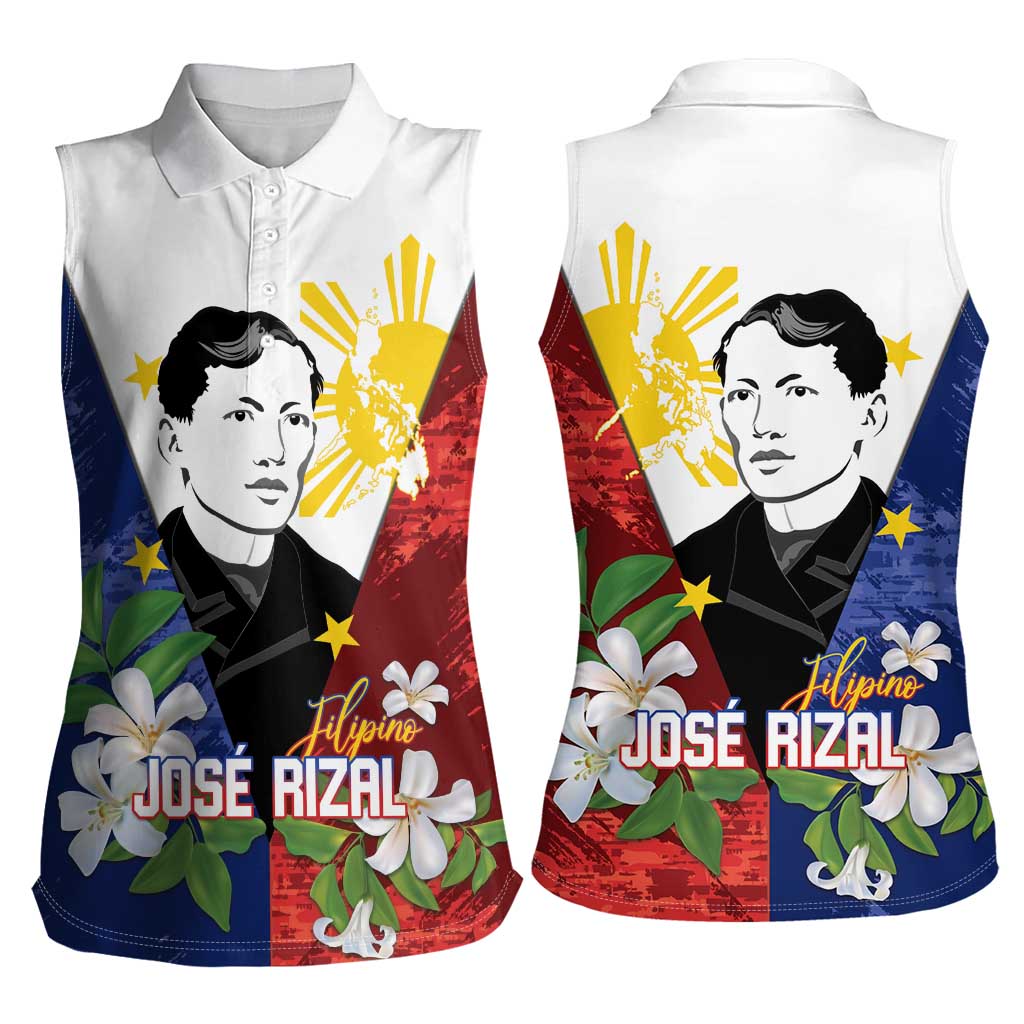 Philippines Rizal Day Women Sleeveless Polo Shirt Filipino Sampaguita Grunge Style - Polynesian Pride
