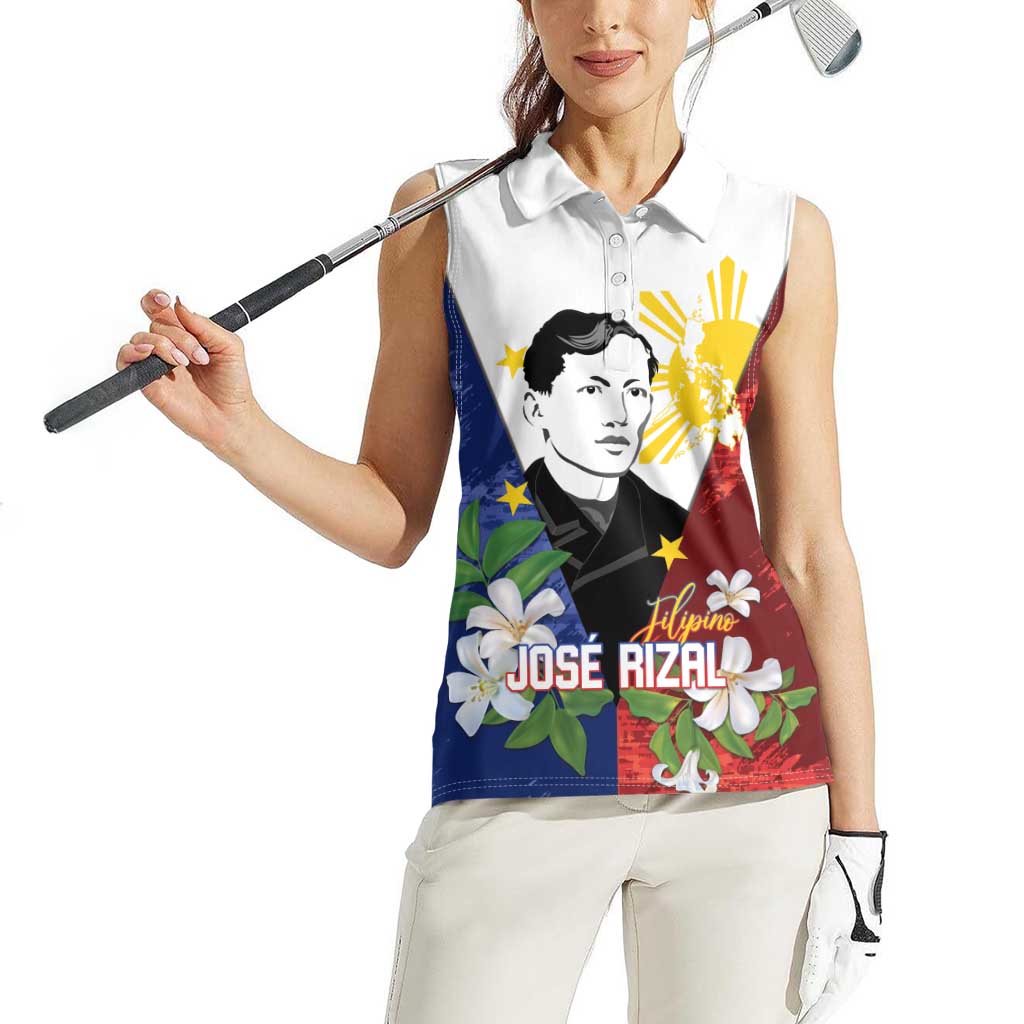 Philippines Rizal Day Women Sleeveless Polo Shirt Filipino Sampaguita Grunge Style - Polynesian Pride