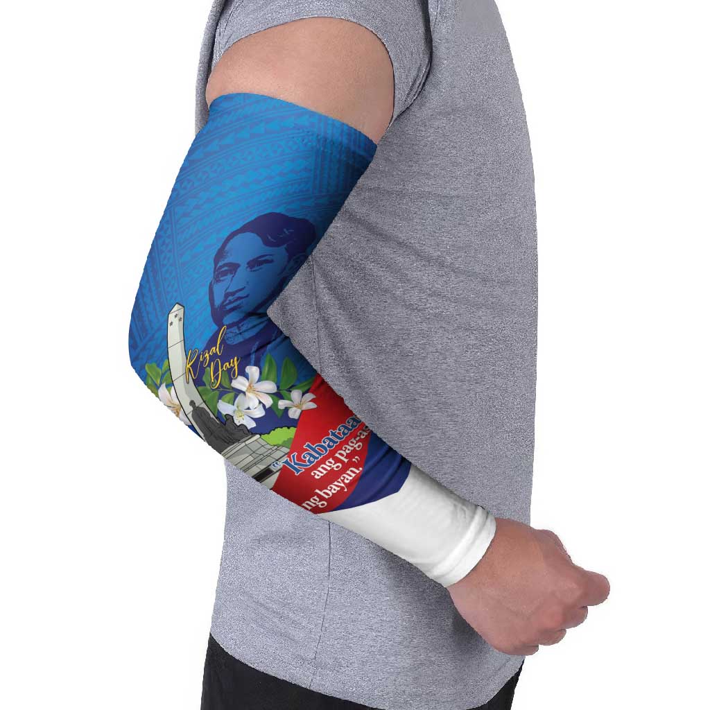 Philippines Rizal Day Arm Sleeves Filipino Motto Stella Polynesian Pattern - Polynesian Pride