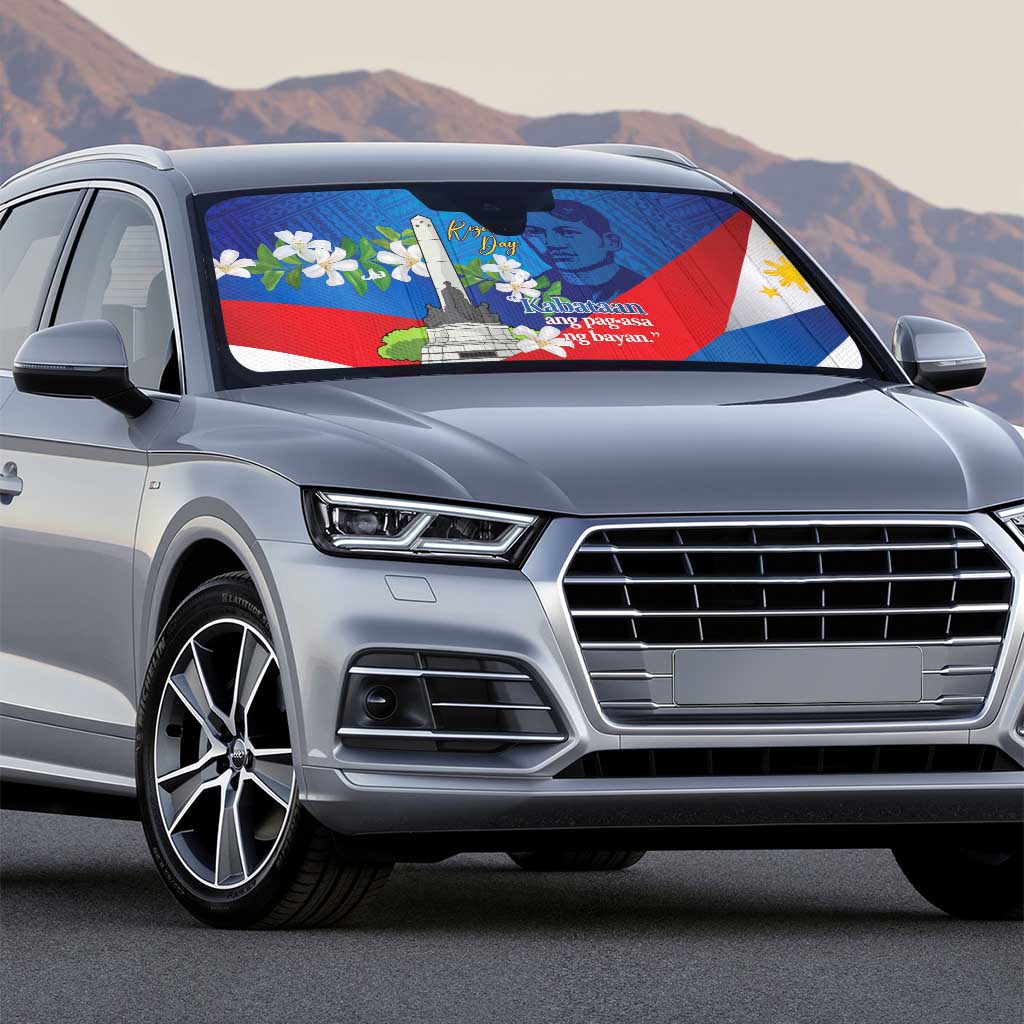 Philippines Rizal Day Auto Sun Shade Filipino Motto Stella Polynesian Pattern - Polynesian Pride